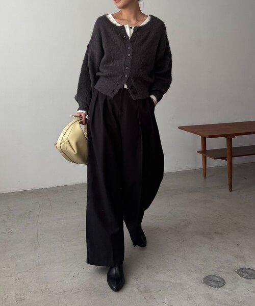 CAPRICIEUX LE'MAGE（カプリシューレマージュ）の「【前後2WAY】モヘア起毛パフカーディガン（カーディガン/ボレロ・レディース・チャコールグレー/ピンク/モカ・FREE）」の13枚目の写真