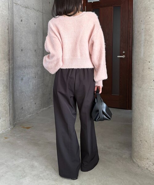 セール】【前後2WAY】モヘア起毛パフカーディガン（カーディガン