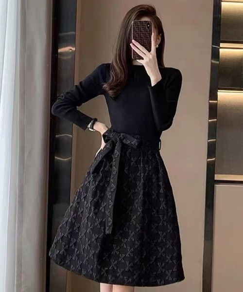 SallyLunn（サリーラン）の「ジャガードライクワンピース（ワンピース・レディース・ブラック・X-LARGE/LARGE/MEDIUM）」の3枚目の写真