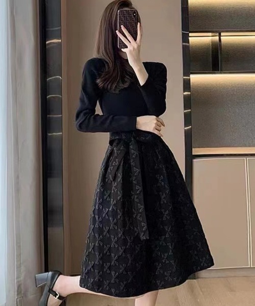 SallyLunn（サリーラン）の「ジャガードライクワンピース（ワンピース・レディース・ブラック・X-LARGE/LARGE/MEDIUM）」の2枚目の写真