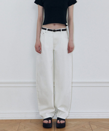 LADY VOLUME（レディーボリューム）の「ミッドライズバレルジーンズ (ホワイト)（デニムパンツ）」