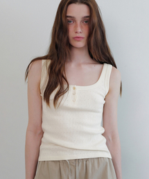 Eyelet button sleeveless (ivory)