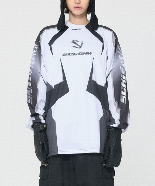 SCHISM INDUCING(スキズムインデューシング)の「BIKER JERSEY, BLACK(Tシャツ/カットソー・レディース・その他・MEDIUM/LARGE)」の2枚目の写真