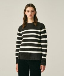 WOOL STRIPE PULLOVER_BROWN