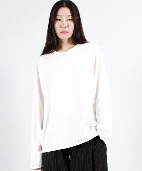 DEMARC(ドゥマーク)の「OUTSTITCH LOOSE FIT LONG SLEEVE TEE - White(Tシャツ/カットソー・レディース・その他・LARGE/MEDIUM)」の4枚目の写真
