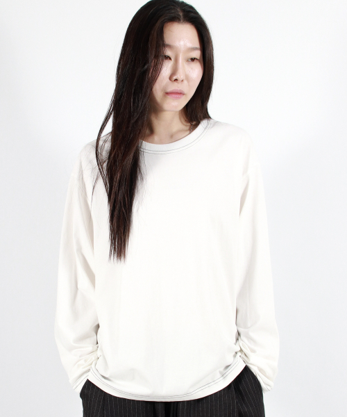 DEMARC(ドゥマーク)の「OUTSTITCH LOOSE FIT LONG SLEEVE TEE - White(Tシャツ/カットソー・レディース・その他・LARGE/MEDIUM)」の6枚目の写真