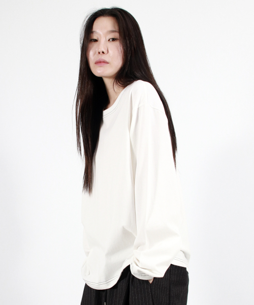 DEMARC(ドゥマーク)の「OUTSTITCH LOOSE FIT LONG SLEEVE TEE - White(Tシャツ/カットソー・レディース・その他・LARGE/MEDIUM)」の7枚目の写真