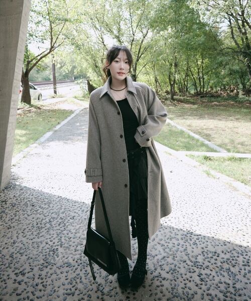 A NOTHING(アナッシング)の「PURE-WOOL 90 BALMACAAN COAT (Khaki Beige)(チェスターコート・レディース・その他・LARGE/SMALL/MEDIUM)」の8枚目の写真