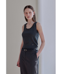 COTTON KNIT SLEEVELESS TOP (CHARCOAL)