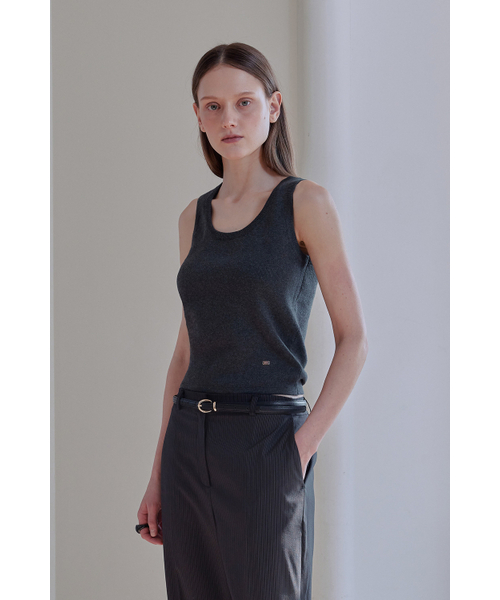 AFTERHOURS(アフターアワーズ)の「COTTON KNIT SLEEVELESS TOP (CHARCOAL)(Tシャツ/カットソー・レディース・その他・FREE)」の1枚目の写真