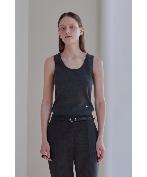 AFTERHOURS(アフターアワーズ)の「COTTON KNIT SLEEVELESS TOP (CHARCOAL)(Tシャツ/カットソー・レディース・その他・FREE)」の2枚目の写真