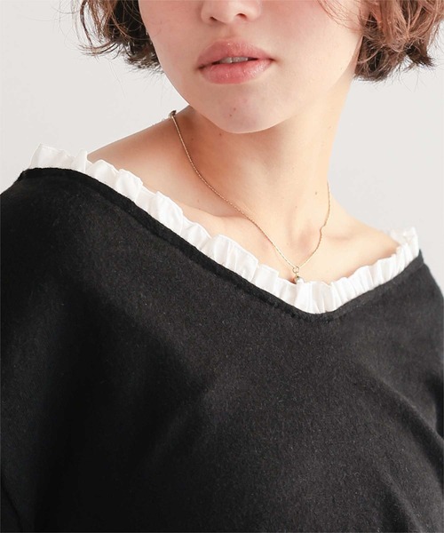 titivate(ティティベイト)の「異素材コンビオフショルダートップス(Tシャツ/カットソー・レディース・杢グレー/アイボリー/ブラック・FREE)」の12枚目の写真