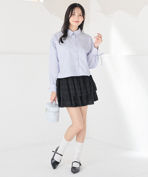 Honeys(ハニーズ)の「裏地パンツ付ティアードスカート(スカート・レディース・ホワイト系その他/ホワイト/ブラック・L/M/S)」の7枚目の写真