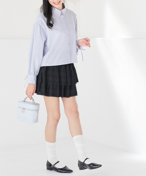 Honeys(ハニーズ)の「裏地パンツ付ティアードスカート(スカート・レディース・ホワイト系その他/ホワイト/ブラック・L/M/S)」の8枚目の写真