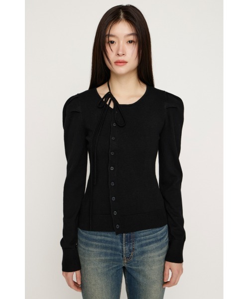 SLY(スライ)の「CURVE RIBBON HG PUFF TOPS カーヴリボンハイゲージ パフトップス 冬服 春服(Tシャツ/カットソー・レディース・ライトイエロー/杢グレー/ライトピンク/ブラック・FREE)」の8枚目の写真