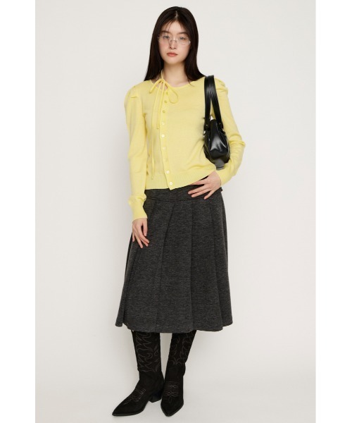 SLY(スライ)の「CURVE RIBBON HG PUFF TOPS カーヴリボンハイゲージ パフトップス 冬服 春服(Tシャツ/カットソー・レディース・ライトイエロー/杢グレー/ライトピンク/ブラック・FREE)」の9枚目の写真