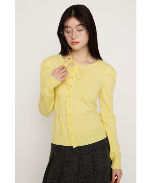 SLY(スライ)の「CURVE RIBBON HG PUFF TOPS カーヴリボンハイゲージ パフトップス 冬服 春服(Tシャツ/カットソー・レディース・ライトイエロー/杢グレー/ライトピンク/ブラック・FREE)」の11枚目の写真