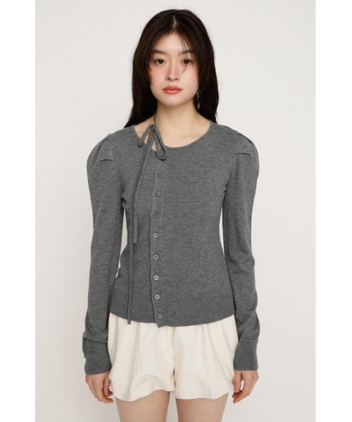 SLY(スライ)の「CURVE RIBBON HG PUFF TOPS カーヴリボンハイゲージ パフトップス 冬服 春服(Tシャツ/カットソー・レディース・ライトイエロー/杢グレー/ライトピンク/ブラック・FREE)」の15枚目の写真