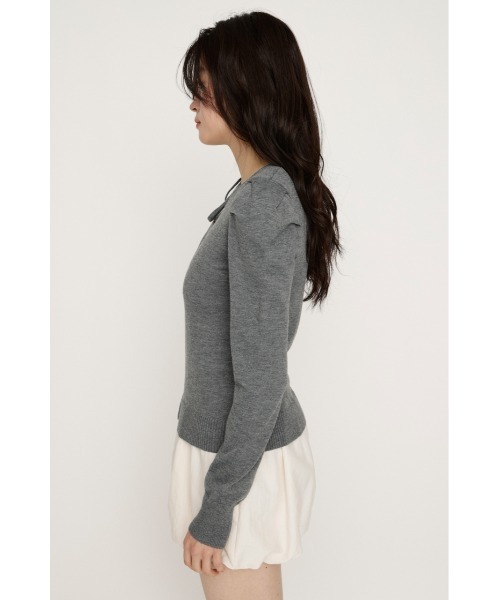 SLY(スライ)の「CURVE RIBBON HG PUFF TOPS カーヴリボンハイゲージ パフトップス 冬服 春服(Tシャツ/カットソー・レディース・ライトイエロー/杢グレー/ライトピンク/ブラック・FREE)」の16枚目の写真