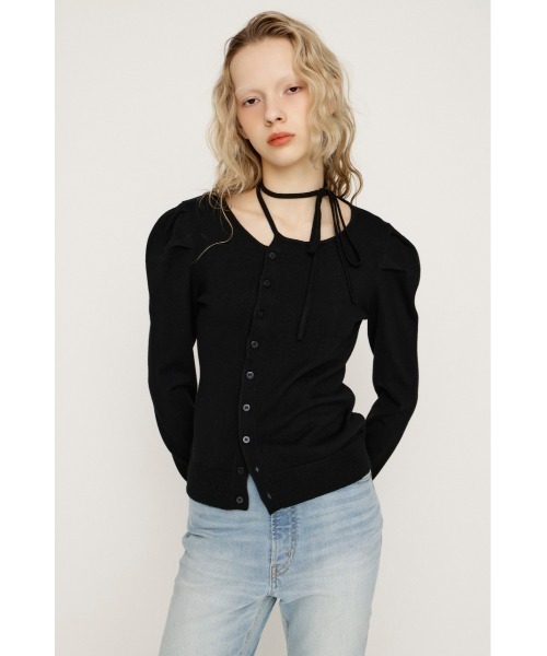 SLY(スライ)の「CURVE RIBBON HG PUFF TOPS カーヴリボンハイゲージ パフトップス 冬服 春服(Tシャツ/カットソー・レディース・ライトイエロー/杢グレー/ライトピンク/ブラック・FREE)」の19枚目の写真