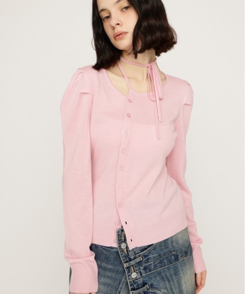 SLY(スライ)の「CURVE RIBBON HG PUFF TOPS カーヴリボンハイゲージ パフトップス 冬服 春服(Tシャツ/カットソー・レディース・ライトイエロー/杢グレー/ライトピンク/ブラック・FREE)」の22枚目の写真