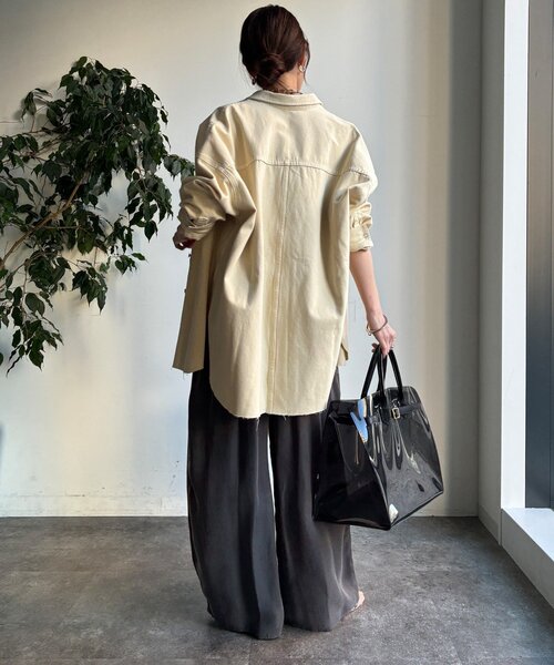 DouDou（ドゥドゥ）の「【セットアップ対応】キュプラレーヨンタックパンツ（その他パンツ・レディース・ベージュ/チャコールグレー・36/38）」の5枚目の写真