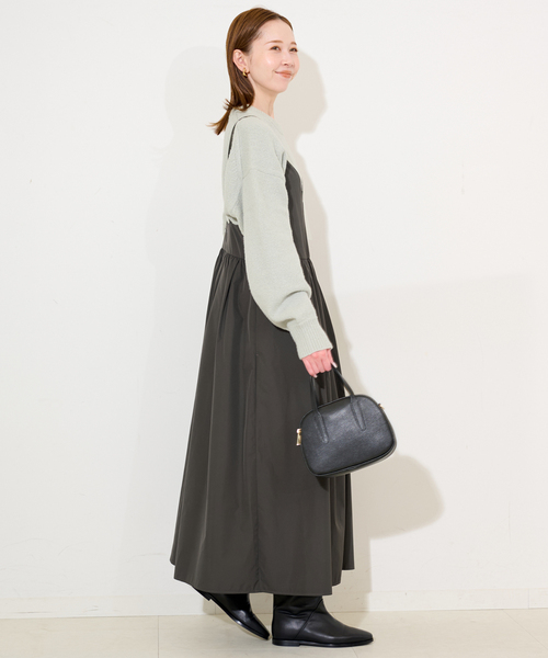 SLOBE IENA(スローブイエナ)の「マットタフタキャミワンピース(ワンピース・レディース・カーキ/ネイビー・FREE)」の8枚目の写真