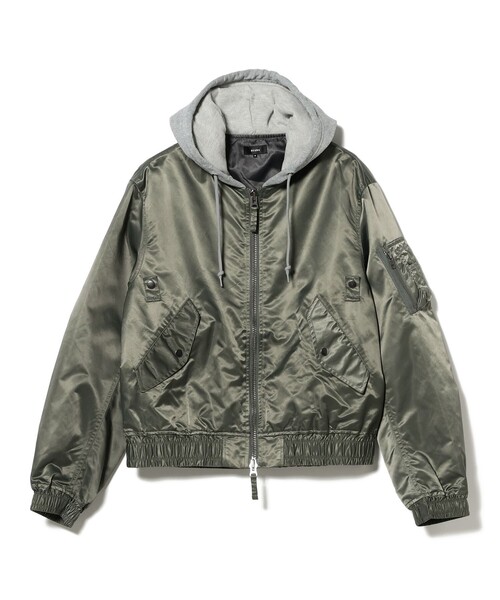 BEAMS(ビームス)の「フェイクレイヤード フライトジャケット【ワイドショートフィット】(ブルゾン・メンズ・ブラック/オリーブ・S/M/XL/L)」の8枚目の写真