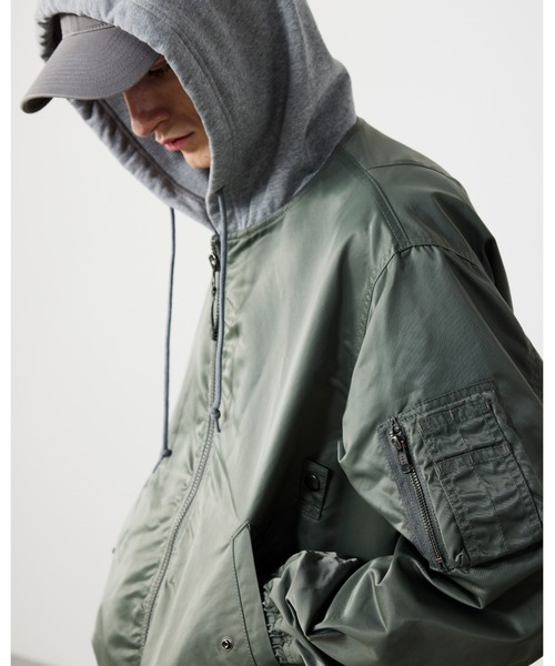 フェイクレイヤード フライトジャケット【ワイドショートフィット