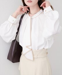 配色ボウタイ２WAYブラウス