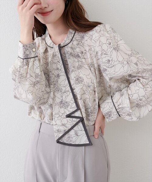 natural couture（ナチュラルクチュール）の「配色ボウタイ２WAYブラウス（シャツ/ブラウス・レディース・オフホワイト/ネイビー/ミント/その他1/ピンクベージュ/グレイッシュベージュ・FREE）」の8枚目の写真