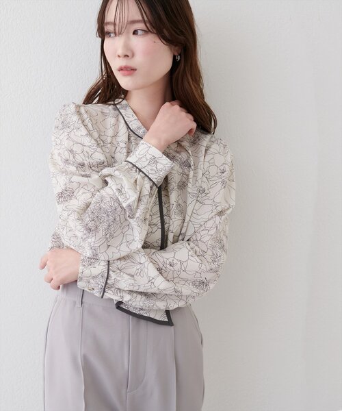 natural couture（ナチュラルクチュール）の「配色ボウタイ２WAYブラウス（シャツ/ブラウス・レディース・オフホワイト/ネイビー/ミント/その他1/ピンクベージュ/グレイッシュベージュ・FREE）」の9枚目の写真