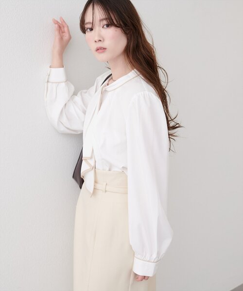 natural couture（ナチュラルクチュール）の「配色ボウタイ２WAYブラウス（シャツ/ブラウス・レディース・オフホワイト/ネイビー/ミント/その他1/ピンクベージュ/グレイッシュベージュ・FREE）」の15枚目の写真