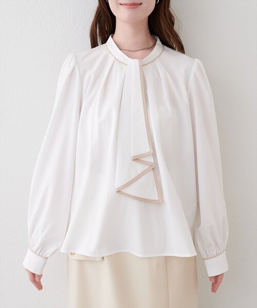 natural couture（ナチュラルクチュール）の「配色ボウタイ２WAYブラウス（シャツ/ブラウス・レディース・オフホワイト/ネイビー/ミント/その他1/ピンクベージュ/グレイッシュベージュ・FREE）」の18枚目の写真