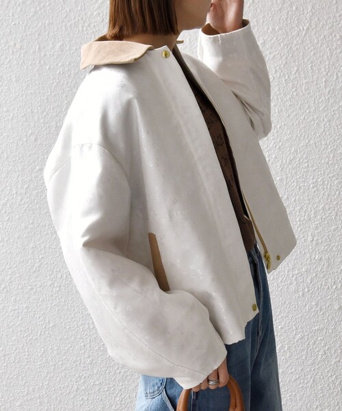 SHIPS any:〈手洗い可能〉フラワー ジャカード ジップ ブルゾン