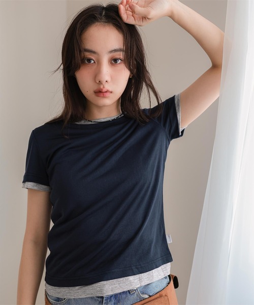 miette(ミエット)の「シアー半袖Tシャツセット(Tシャツ/カットソー・レディース・ブラウン/オフホワイト/ネイビー/ブラック・L/M/S)」の4枚目の写真