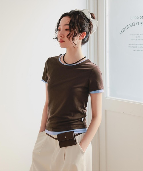 miette(ミエット)の「シアー半袖Tシャツセット(Tシャツ/カットソー・レディース・ブラウン/オフホワイト/ネイビー/ブラック・L/M/S)」の1枚目の写真