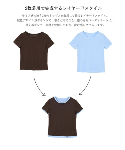 miette(ミエット)の「シアー半袖Tシャツセット(Tシャツ/カットソー・レディース・ブラウン/オフホワイト/ネイビー/ブラック・L/M/S)」の7枚目の写真