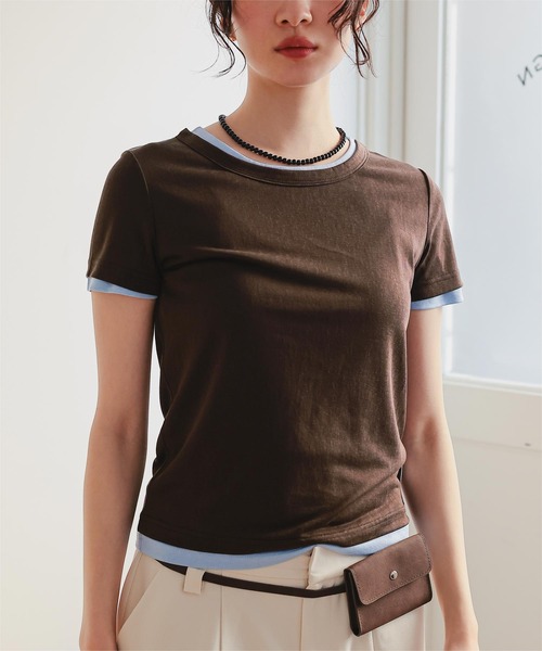 miette(ミエット)の「シアー半袖Tシャツセット(Tシャツ/カットソー・レディース・ブラウン/オフホワイト/ネイビー/ブラック・L/M/S)」の20枚目の写真