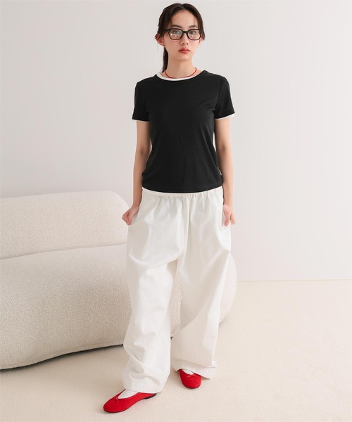 miette(ミエット)の「シアー半袖Tシャツセット(Tシャツ/カットソー・レディース・ブラウン/オフホワイト/ネイビー/ブラック・L/M/S)」の14枚目の写真