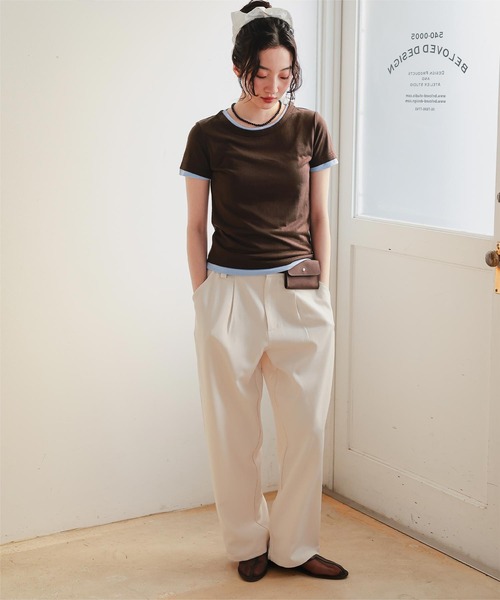 miette(ミエット)の「シアー半袖Tシャツセット(Tシャツ/カットソー・レディース・ブラウン/オフホワイト/ネイビー/ブラック・L/M/S)」の21枚目の写真