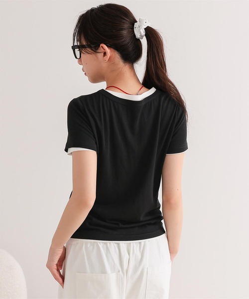 miette(ミエット)の「シアー半袖Tシャツセット(Tシャツ/カットソー・レディース・ブラウン/オフホワイト/ネイビー/ブラック・L/M/S)」の18枚目の写真