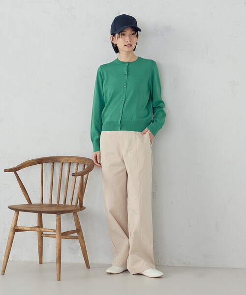 COMME CA ISM（コムサイズム）の「【UVカット・ウォッシャブル】ベーシック クルーネックカーディガン（カーディガン/ボレロ・レディース・ネイビー/ブラック/アイボリー/グリーン・LARGE/MEDIUM）」の6枚目の写真