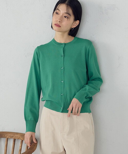 COMME CA ISM（コムサイズム）の「【UVカット・ウォッシャブル】ベーシック クルーネックカーディガン（カーディガン/ボレロ・レディース・ネイビー/ブラック/アイボリー/グリーン・LARGE/MEDIUM）」の7枚目の写真