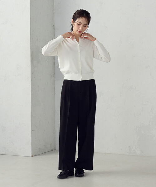 COMME CA ISM（コムサイズム）の「【UVカット・ウォッシャブル】ベーシック クルーネックカーディガン（カーディガン/ボレロ・レディース・ネイビー/ブラック/アイボリー/グリーン・LARGE/MEDIUM）」の8枚目の写真