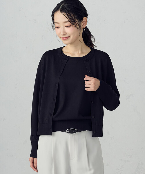 COMME CA ISM（コムサイズム）の「【UVカット・ウォッシャブル】ベーシック クルーネックカーディガン（カーディガン/ボレロ・レディース・ネイビー/ブラック/アイボリー/グリーン・LARGE/MEDIUM）」の16枚目の写真