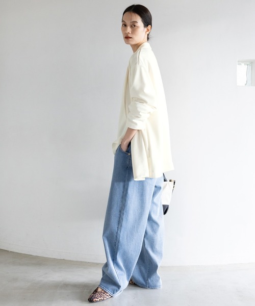 Elura（エルーラ）の「サマ見えリラクシージャケット/645457（テーラードジャケット・レディース・ブラック/ダークブラウン/オフホワイト・FREE）」の8枚目の写真