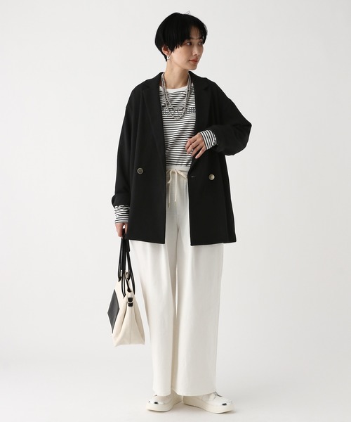 Elura（エルーラ）の「サマ見えリラクシージャケット/645457（テーラードジャケット・レディース・ブラック/ダークブラウン/オフホワイト・FREE）」の16枚目の写真