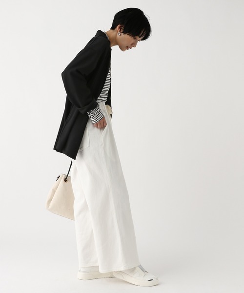 Elura（エルーラ）の「サマ見えリラクシージャケット/645457（テーラードジャケット・レディース・ブラック/ダークブラウン/オフホワイト・FREE）」の18枚目の写真