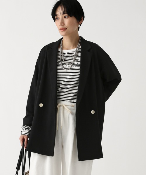Elura（エルーラ）の「サマ見えリラクシージャケット/645457（テーラードジャケット・レディース・ブラック/ダークブラウン/オフホワイト・FREE）」の15枚目の写真